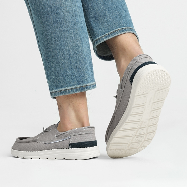Minimalist Men's Slip On  Canvas Loafers - GREY - 6